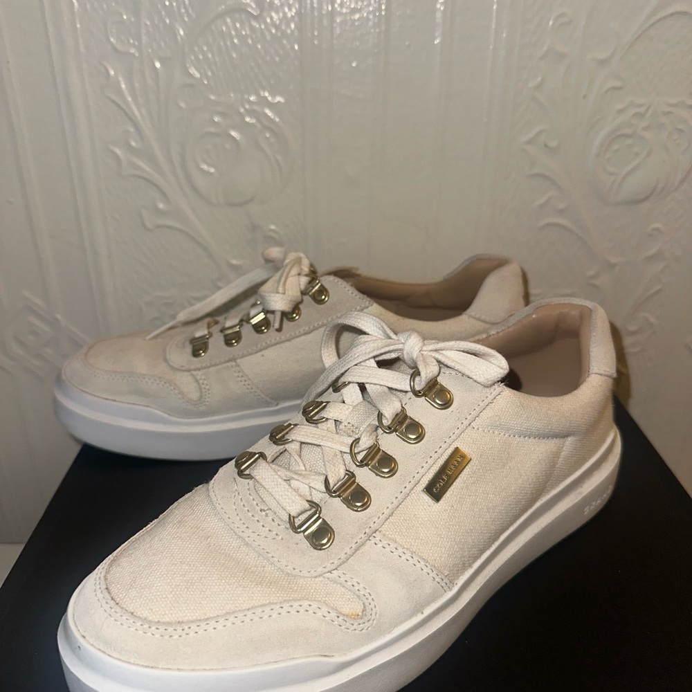 Cream + Gold Canvas Sneakers
